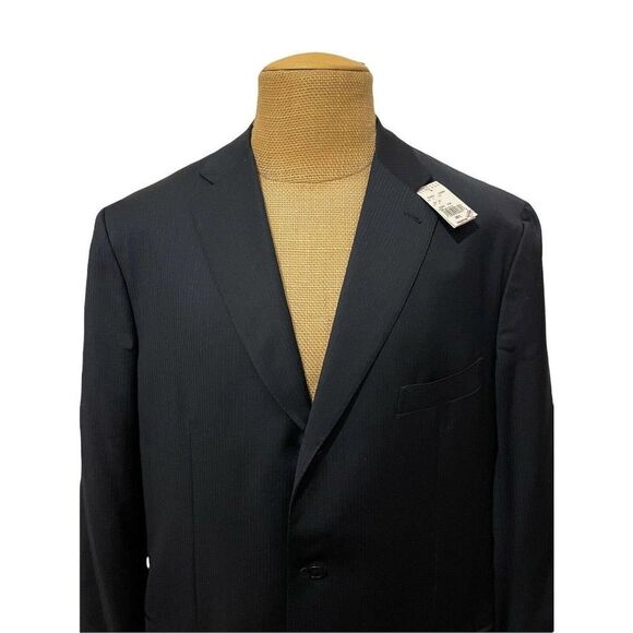 NWT ISAIA NAPOLI Sports Coat Blue Striped Wool STEWART‎ Size 48 L Long $2295 - Picture 2 of 10